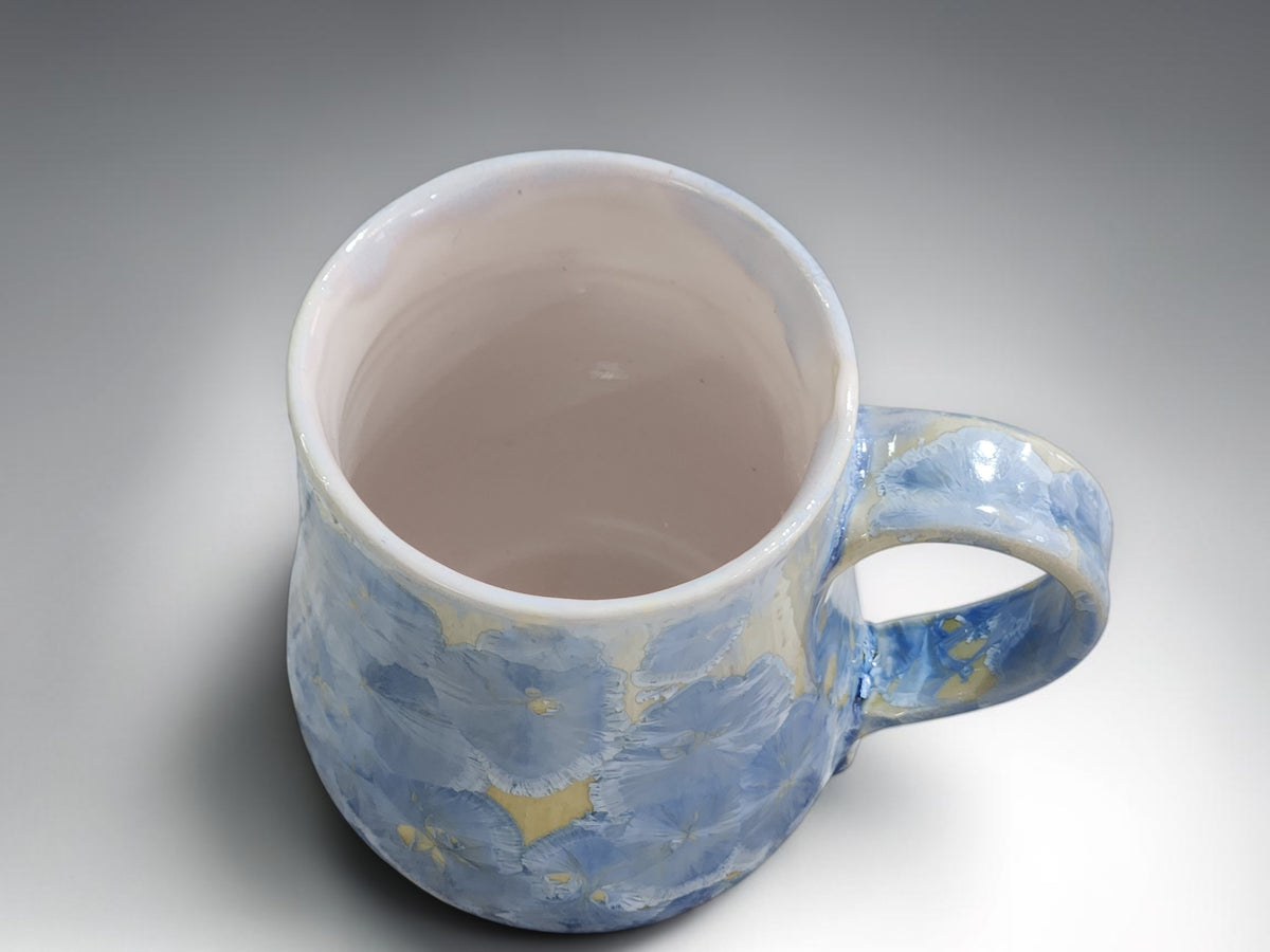 Handmade Crystalline Glaze Mug – Soft Blue & Cream – 325ml