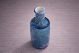One-of-a-kind handmade ceramic bottle vase, blue glaze with soft crystal patterning