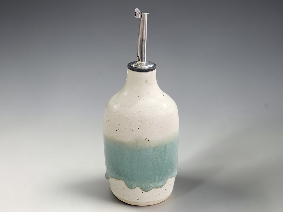 Handmade Pottery Oil Bottle – 350ml Ceramic Olive Oil Dispenser, Kitchen Gift