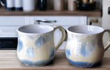Handmade crystalline pottery mug with blue crystals