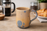 Handmade ceramic mug Australia amber glaze blue crystalline detail artisan pottery hero image