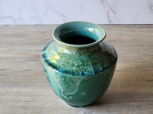 Handmade Crystalline  pottery Vase  - Ceramic Entry way table display Vase - A unique gift for her -Green pottery vase