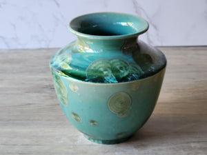 Handmade Crystalline  pottery Vase  - Ceramic Entry way table display Vase - A unique gift for her -Green pottery vase