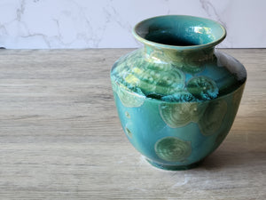 Handmade Crystalline  pottery Vase  - Ceramic Entry way table display Vase - A unique gift for her -Green pottery vase