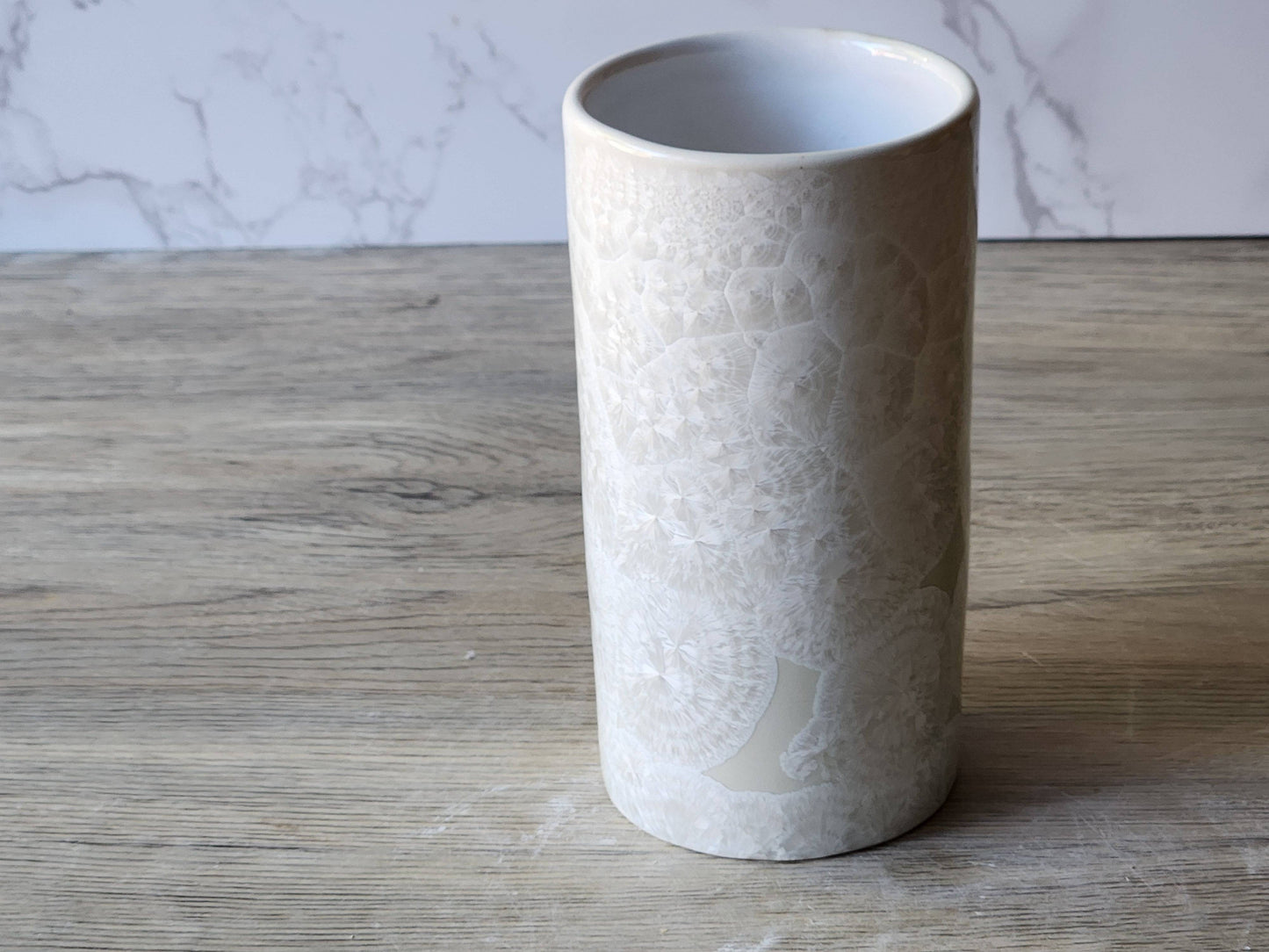 Handmade white crystalline bud vase – porcelain pottery Australia