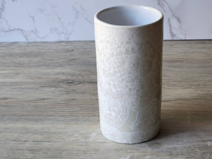 Handmade white crystalline bud vase – porcelain pottery Australia