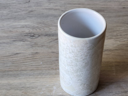 Handmade crystalline porcelain tumbler – 350ml white vase lined in a glossy white glaze
