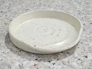 Ceramic Spoon rest - Handmade pottery -speckle cream glaze - handmade ceramic spatula holder- kitchen accessory