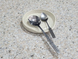 Ceramic Spoon rest - Handmade pottery -speckle cream glaze - handmade ceramic spatula holder- kitchen accessory