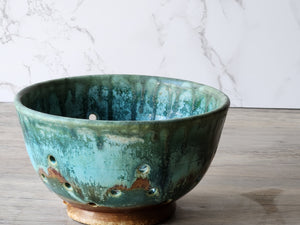 Rustic Ceramic Berry Bowl – Handmade Pottery with Drainage Plate , 15cm - Buxton Pottery