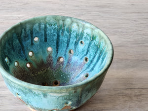 Rustic Ceramic Berry Bowl – Handmade Pottery with Drainage Plate , 15cm - Buxton Pottery