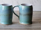 Handmade Ceramic Beer Stein – Mottled Green & Blue Glaze (450ml) - Buxton Pottery