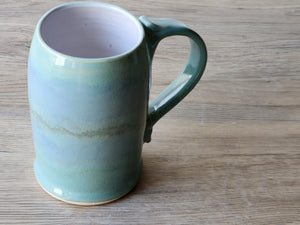 Handmade Ceramic Beer Stein – Mottled Green & Blue Glaze (450ml) - Buxton Pottery