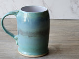 Handmade Ceramic Beer Stein – Mottled Green & Blue Glaze (450ml) - Buxton Pottery