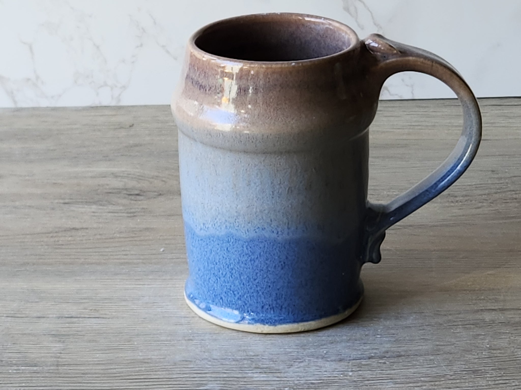 Handmade Ceramic Stein – Oatmeal & Blue Pottery Mug - Buxton Pottery