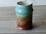 Handmade Ceramic Beer Stein – 500ml Stoneware Mug with Green & Red-Brown Glaze - Buxton Pottery