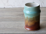 Handmade Ceramic Beer Stein – 500ml Stoneware Mug with Green & Red-Brown Glaze - Buxton Pottery