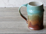 Handmade Ceramic Beer Stein – 500ml Stoneware Mug with Green & Red-Brown Glaze - Buxton Pottery
