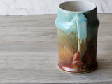 Handmade Ceramic Beer Stein – 500ml Stoneware Mug with Green & Red-Brown Glaze - Buxton Pottery