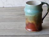 Handmade Ceramic Beer Stein – 500ml Stoneware Mug with Green & Red-Brown Glaze - Buxton Pottery