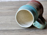 Handmade Ceramic Beer Stein – 500ml Stoneware Mug with Green & Red-Brown Glaze - Buxton Pottery