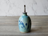 Handmade Ceramic Olive Oil Bottle – Green & Blue Glaze Cruet (500ml) - Buxton Pottery