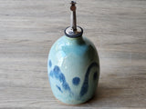 Handmade Ceramic Olive Oil Bottle – Green & Blue Glaze Cruet (500ml) - Buxton Pottery
