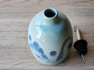 Handmade Ceramic Olive Oil Bottle – Green & Blue Glaze Cruet (500ml) - Buxton Pottery