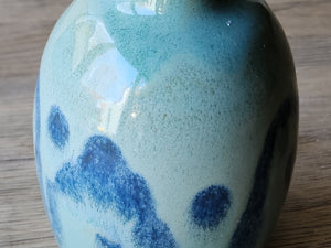 Handmade Ceramic Olive Oil Bottle – Green & Blue Glaze Cruet (500ml) - Buxton Pottery