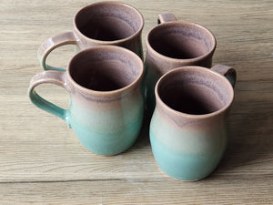 Handmade Ceramic Mug – Oatmeal & Green Glaze – 350–400ml Stoneware Cup - Buxton Pottery