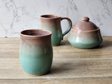 Handmade Ceramic Mug – Oatmeal & Green Glaze – 350–400ml Stoneware Cup - Buxton Pottery
