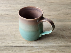 Handmade Ceramic Mug – Oatmeal & Green Glaze – 350–400ml Stoneware Cup - Buxton Pottery