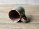 Handmade Ceramic Mug – Oatmeal & Green Glaze – 350–400ml Stoneware Cup - Buxton Pottery