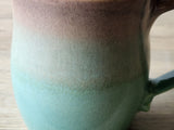 Handmade Ceramic Mug – Oatmeal & Green Glaze – 350–400ml Stoneware Cup - Buxton Pottery