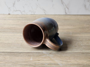 Australian handmade ceramic mug – landscape-inspired glaze in blue and oatmeal.
