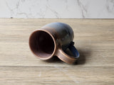 Australian handmade ceramic mug – landscape-inspired glaze in blue and oatmeal.