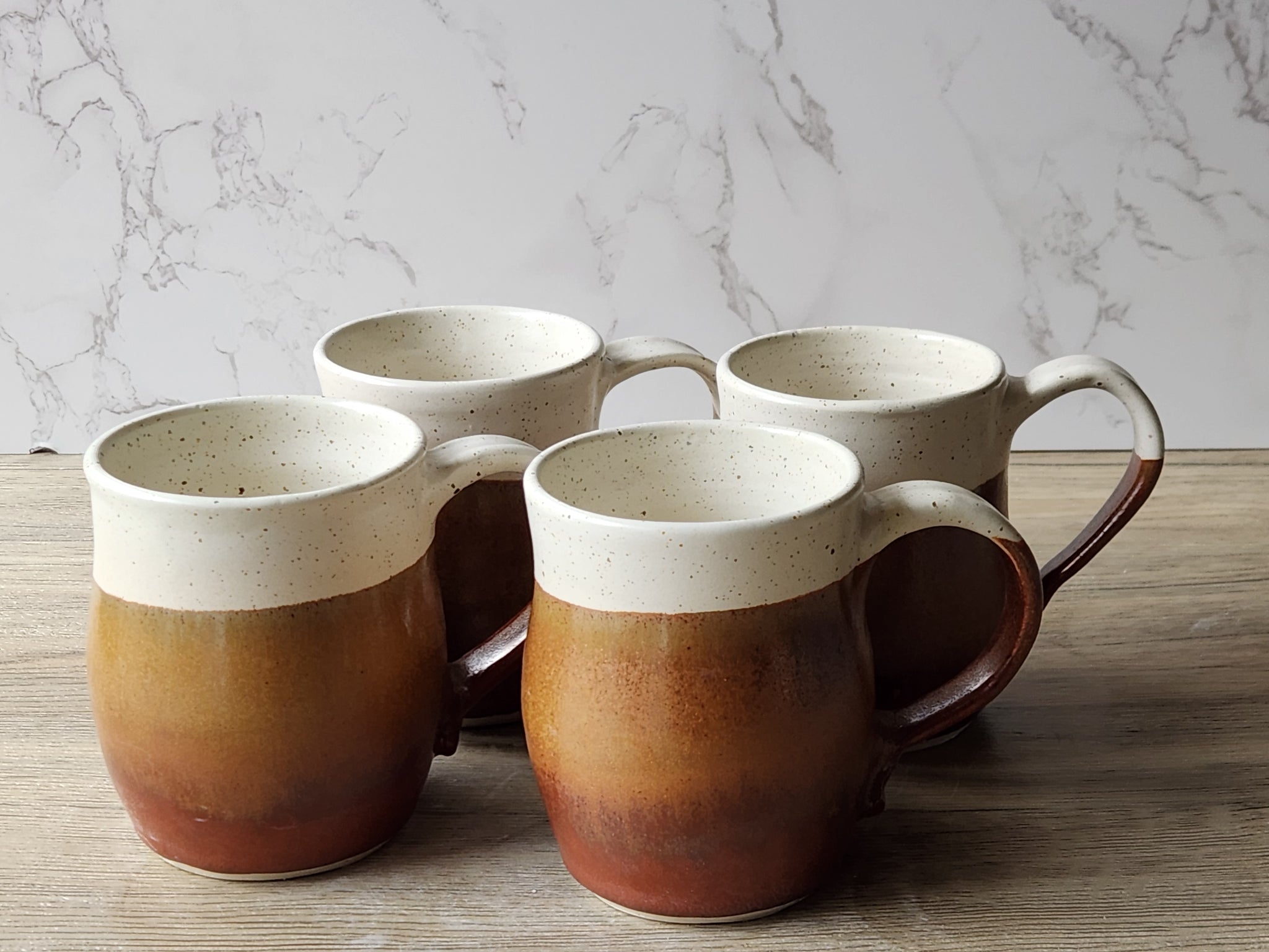 Handmade Ceramic Mug – Large 350–400ml Coffee Cup – Red Brown & Cream Glaze - Buxton Pottery