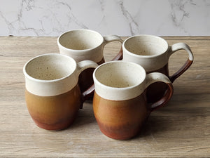 Handmade Ceramic Mug – Large 350–400ml Coffee Cup – Red Brown & Cream Glaze - Buxton Pottery