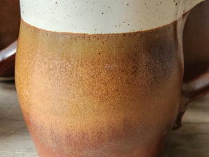 Handmade Ceramic Mug – Large 350–400ml Coffee Cup – Red Brown & Cream Glaze - Buxton Pottery