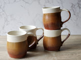 Handmade Ceramic Mug – Large 350–400ml Coffee Cup – Red Brown & Cream Glaze - Buxton Pottery