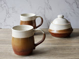 Handmade Ceramic Mug – Large 350–400ml Coffee Cup – Red Brown & Cream Glaze - Buxton Pottery