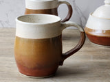 Handmade Ceramic Mug – Large 350–400ml Coffee Cup – Red Brown & Cream Glaze - Buxton Pottery