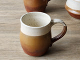 Handmade Ceramic Mug – Large 350–400ml Coffee Cup – Red Brown & Cream Glaze - Buxton Pottery