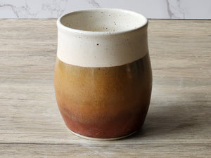 Handmade Ceramic Mug – Large 350–400ml Coffee Cup – Red Brown & Cream Glaze - Buxton Pottery