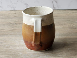 Handmade Ceramic Mug – Large 350–400ml Coffee Cup – Red Brown & Cream Glaze - Buxton Pottery