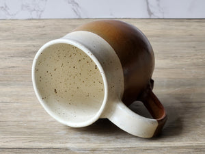 Handmade Ceramic Mug – Large 350–400ml Coffee Cup – Red Brown & Cream Glaze - Buxton Pottery