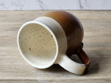 Handmade Ceramic Mug – Large 350–400ml Coffee Cup – Red Brown & Cream Glaze - Buxton Pottery