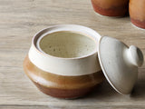 Handmade stoneware canister for sugar, tea leaves, or spices
