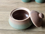 Inside view – warm oatmeal glazed interior – food-safe stoneware