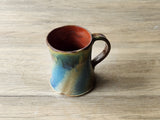 Rustic Handmade Ceramic Mug – 350ml – pottery mug - Ash Drip with Blue & Brown Glaze – Red-Brown Interior - Buxton Pottery